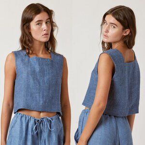 Amente Boxed Linen Crop Top